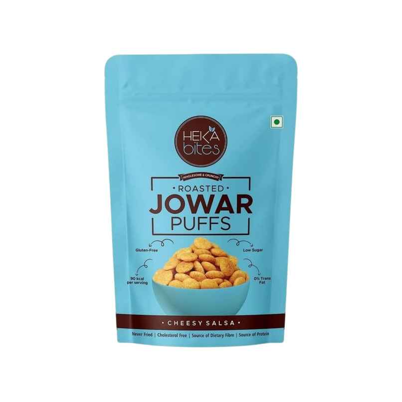 Heka Bites Roasted Jowar Puffs Cheesy Salsa | Low Calorie & Healthy Snacks Heka Bites Roasted Jowar Puffs Cheesy Salsa | Low Calorie & Healthy Snacks