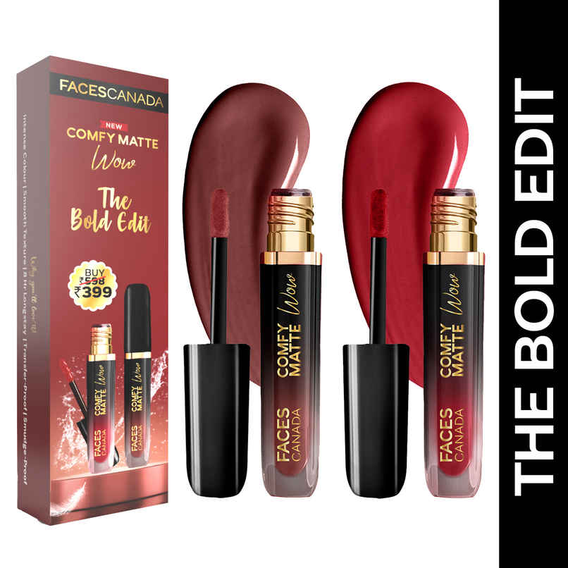 FACES CANADA Comfy Matte Wow Liquid Lipstick - The Bold Edit | Cocoa Crush 07 + Maroon Maven 05 FACES CANADA Comfy Matte Wow Liquid Lipstick - The Bold Edit | Cocoa Crush 07 + Maroon Maven 05