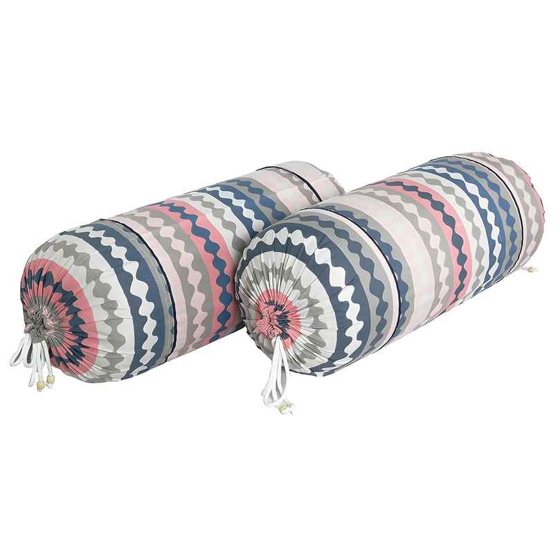 Kuber Industries Cotton Bolster Cover|Zig Zag Roll Masand Cover|16x32 Inch|Pack of 2|Multicolor