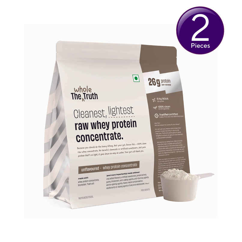 The Whole Truth Unflavoured Whey Protein Concentrate (26g Protein Per Scoop) Combo