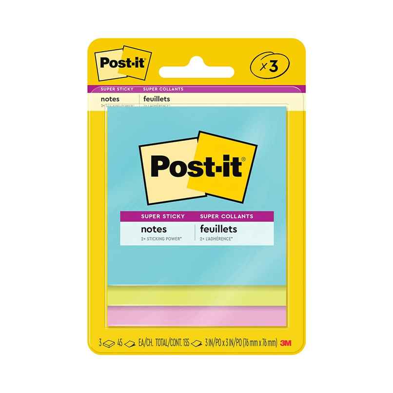 Post-it Sticky Notes - 76 mm x 76 mm | Multicolour | Paper | Square | 135 Sheets