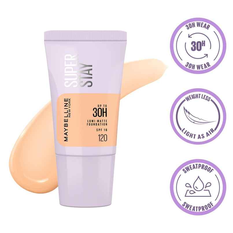 Maybelline New York Super Stay Lumi Matte Liquid Foundation, 120