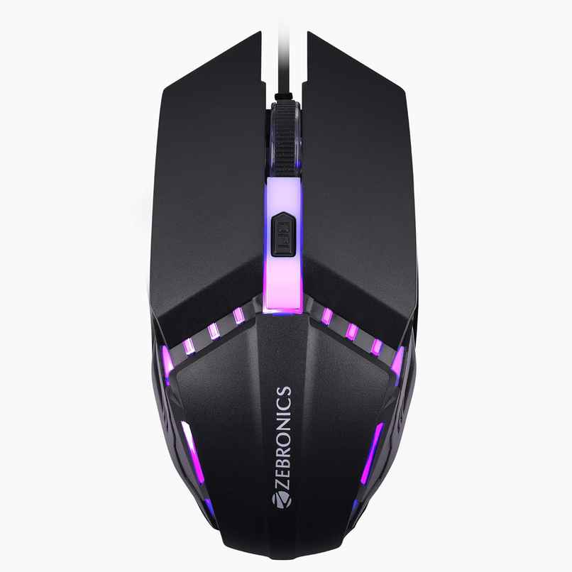 Zebronics Phero Wired Gaming Mouse With Up to 1600 DPI, LED Lights, DPI Switch, High Precision,4 Buttons - Black