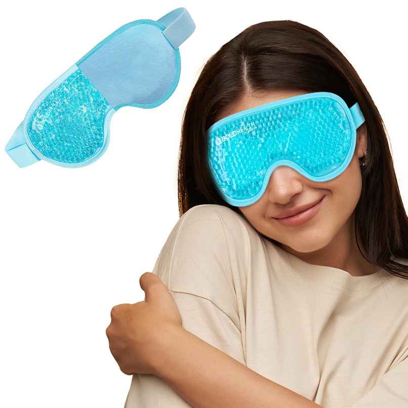Boldfit Boldhealth Eye Mask Cooling Gel With Beads For Dark Circles, Dry Cooling Eyes -Aqua Green