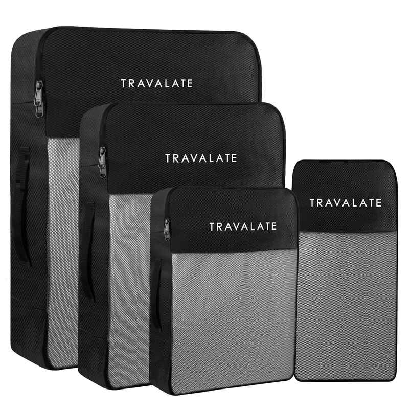 TRAVALATE Polyester 4 Various Sizes Travel Luggage Packing Cubes | Black