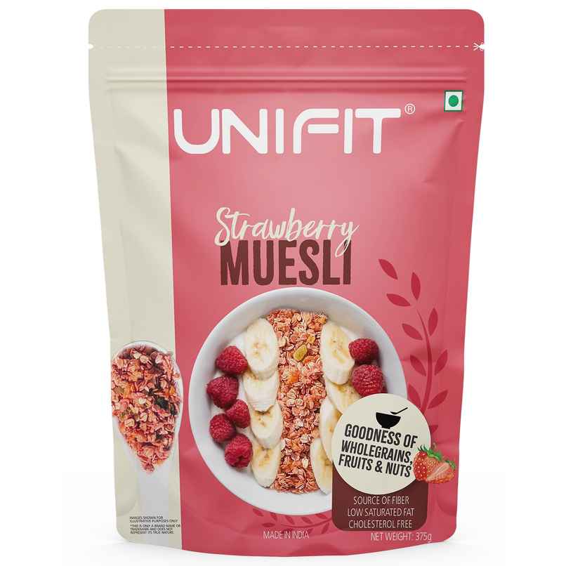 Unifit Strawberry Muesli | Crunchy and Nutritious Unifit Strawberry Muesli | Crunchy and Nutritious