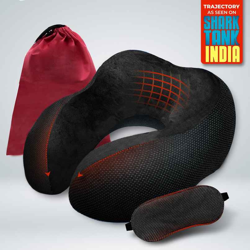 Trajectory Unisex Solid Polyester Neck Pillow | Black - One Size Trajectory Unisex Solid Polyester Neck Pillow | Black - One Size