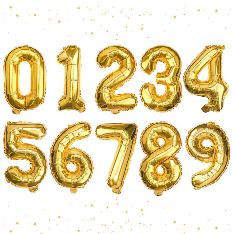 Party Propz 0-9 Number Foil Balloons Set - 18 Inches