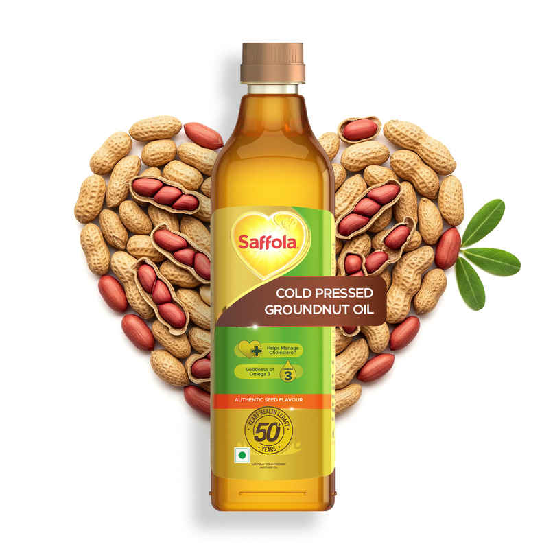 Saffola Groundnut (Peanut) Cold Pressed Oil | 100% Cold Pressed Groundnut Oil | Helps Lower Cholesterol