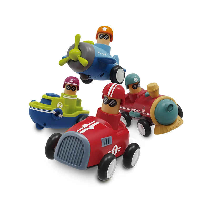 Toyshine Pack of 4 Toy Cars Push and Go Play Set Powered Car Transport Tools Gifts Set