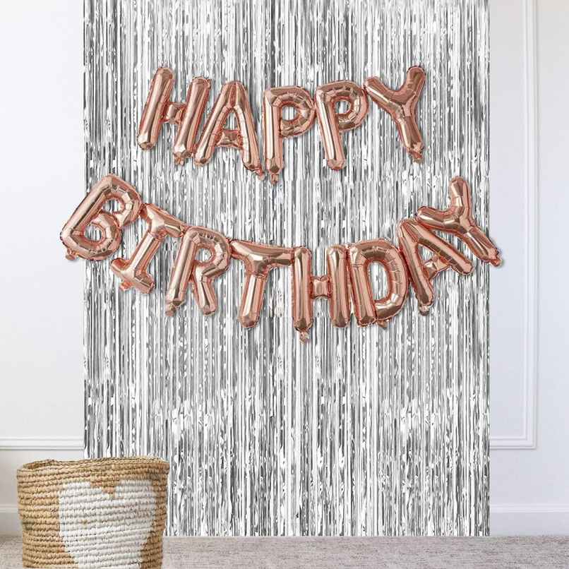 Party Propz Rose Gold Birthday Balloons Decoration Kit - Pack Of 71