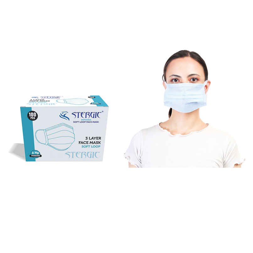 Stergic Softloop 3 Ply Disposable Face Mask Soft And Breathable Non-Woven Fabric With Earloop