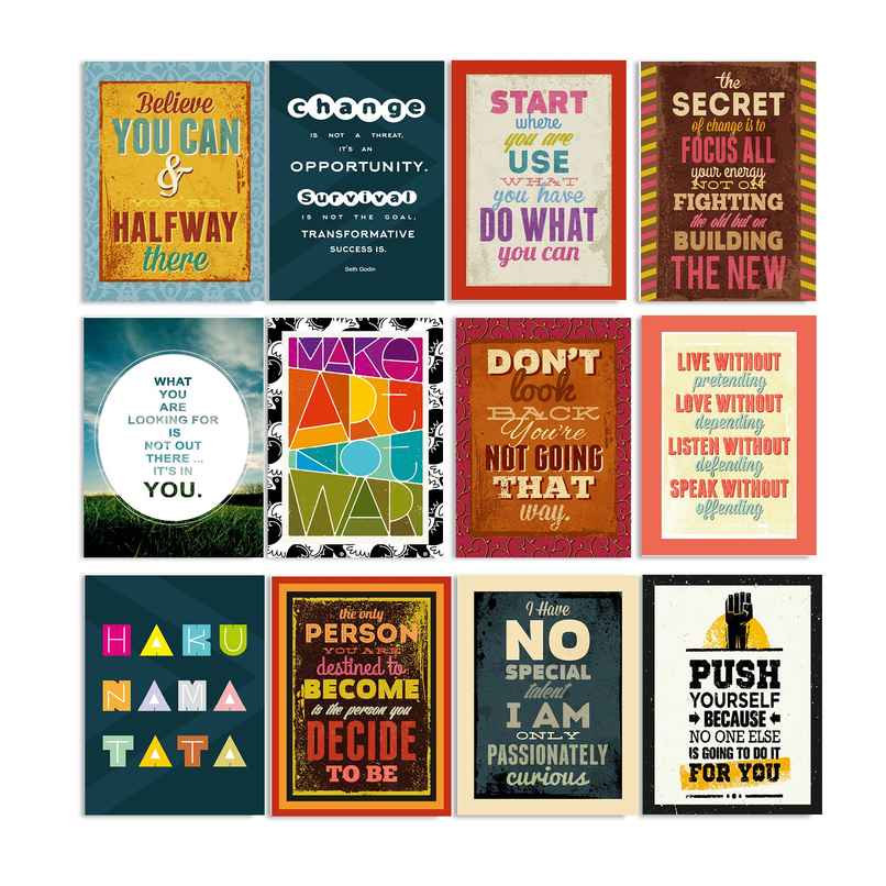 Paper Plane Design Motivational Wall Posters | Set of 12 | (29 cm x 21 cm) D20