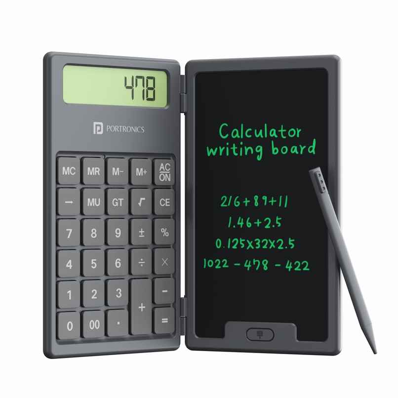 Portronics Ruffpad Calc 2 In 1 Lcd Writing Pad With 6.5 Inches Digital Calculator
