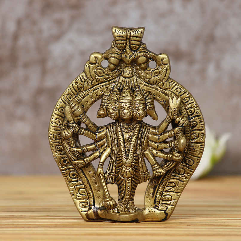 eCraftIndia Golden Brass Lord Panchmukhi Hanuman Statue eCraftIndia Golden Brass Lord Panchmukhi Hanuman Statue