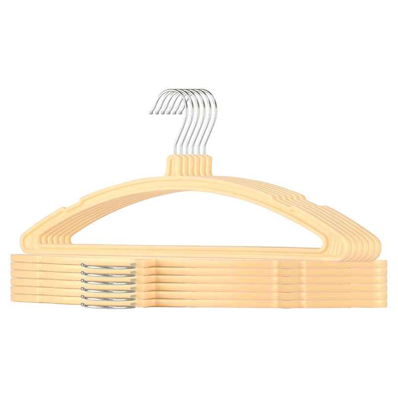 Kuber Industries Plastic (Set of 12) Saree Hanger for Wardrob | Shirt | Clothes | Dress (Cream)