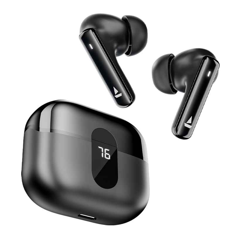 boAt Airdopes 121 Pro Plus TWS Ear Buds with mic,100HRS Battery, 4Mics ENx, 50ms Low Latency, Fast Charge, LED Display, IPX5, v5.3 Bluetooth in Ear Earbuds - Black