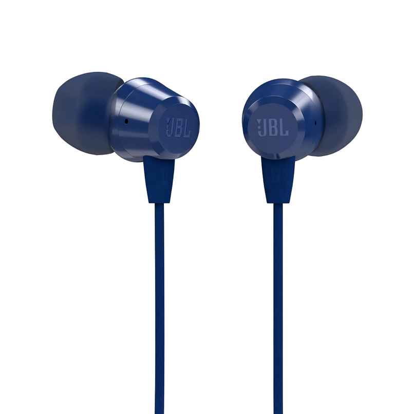 JBL C50HI, Wired in Ear Headphones with Mic, 3.5mm Audio Jack, One Button Multi-Function Remote, Lightweight & Comfortable fit - Blue JBL C50HI, Wired in Ear Headphones with Mic, 3.5mm Audio Jack, One Button Multi-Function Remote, Lightweight & Comfortable fit - Blue