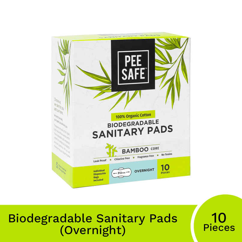 Pee Safe Bio Pads for Overnight Protection | Heavy Flow with Disposable Bags | 10 pcs