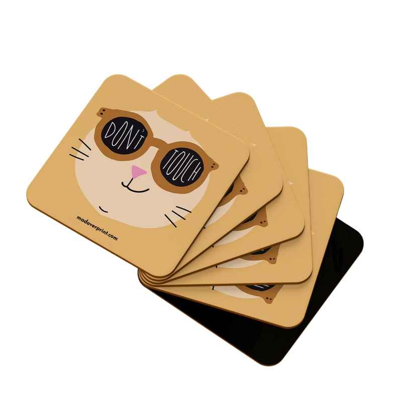 Mad Over Print Dont Touch Coaster ( Pack Of 6 }