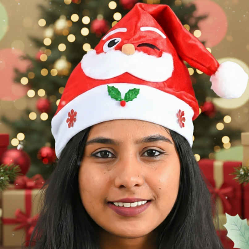 Christmas Santa Hat with Winking Face | Picfest