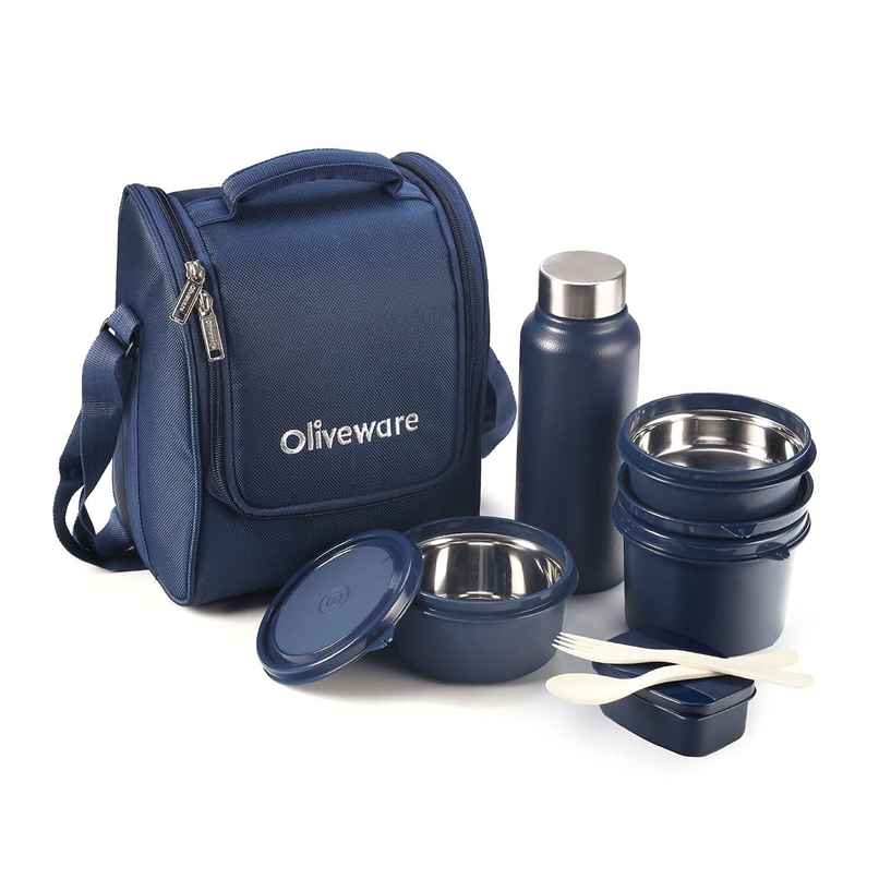 Oliveware Teso Lunch Box With Plastic Cutlery - Blue
