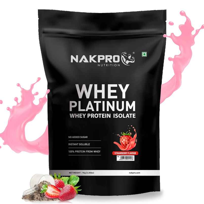 Nakpro Platinum Whey Protein Isolate Strawberry 28G Protein 6.4G Bcaa