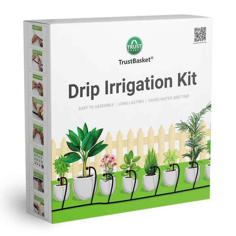 TrustBasket Drip Irrigation Kit | Watering Solution for Up to 50 Plants in Garden & Balcony TrustBasket Drip Irrigation Kit | Watering Solution for Up to 50 Plants in Garden & Balcony