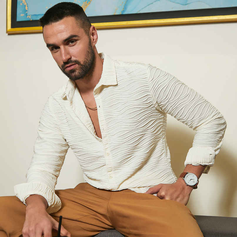 Men's Regular Fit Self Shirt