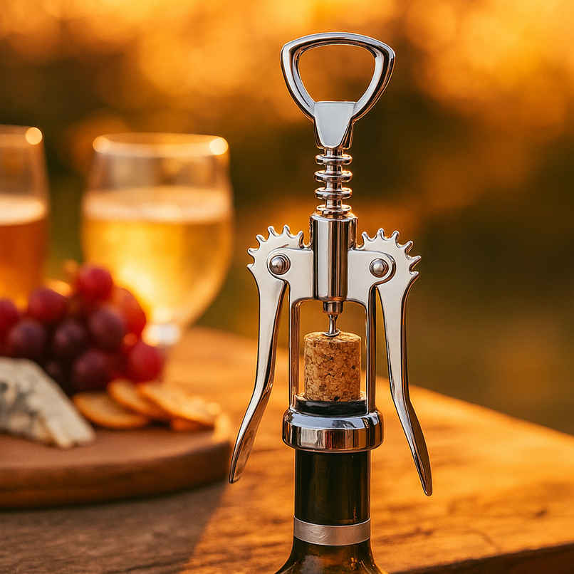 Stainless Steel Cork Screw Opener With Wings