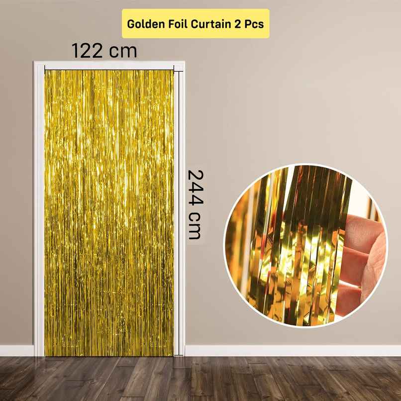 Party Propz Golden Foil Curtain - Pack Of 2 Party Propz Golden Foil Curtain - Pack Of 2