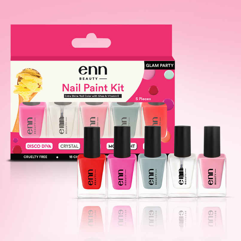 ENN Beauty Extra Shine Nail Paint Kit With Ghee - Glam Party ENN Beauty Extra Shine Nail Paint Kit With Ghee - Glam Party