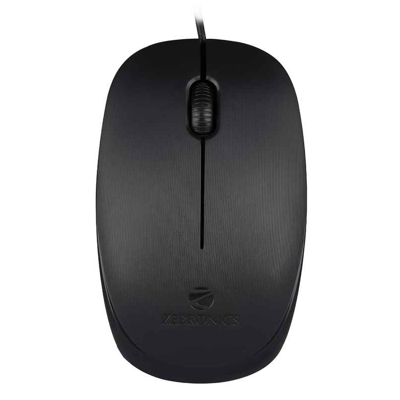 Zebronics Power Wired USB Mouse, 3-Button, 1200 DPI Optical Sensor, Plug & Play, for Windows/Mac - Black