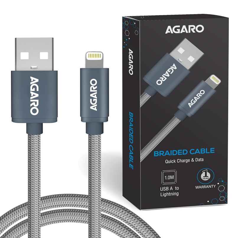 AGARO Blaze Type C to Lightning Nylon Braided cable 1M - Grey AGARO Blaze Type C to Lightning Nylon Braided cable 1M - Grey