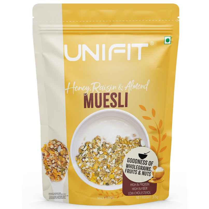 Unifit Honey Raisin Almond Muesli | Crunchy and Nutritious Unifit Honey Raisin Almond Muesli | Crunchy and Nutritious