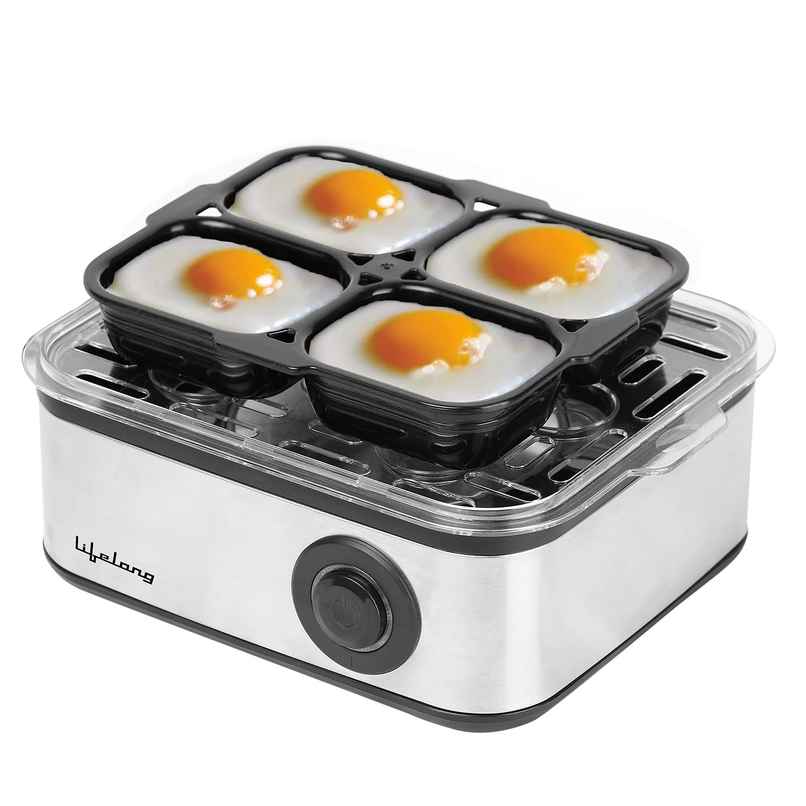 Lifelong 2-in1 Egg Boiler and Poacher, 500-Watt, Boil 8 eggs, Poach 4 eggs, Easy to clean| 3 Boiling Modes, Stainless Steel Body and Heating Plate, Automatic Turn-Off Lifelong 2-in1 Egg Boiler and Poacher, 500-Watt, Boil 8 eggs, Poach 4 eggs, Easy to clean| 3 Boiling Modes, Stainless Steel Body and Heating Plate, Automatic Turn-Off
