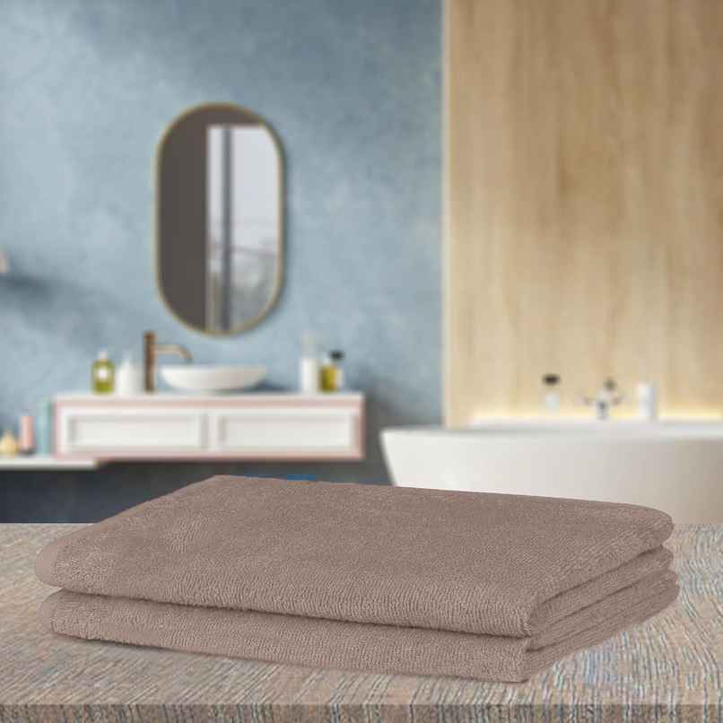BAY6 100% Cotton Hand Towels | 60 cm x 40 cm | 400 GSM | Light Brown | Set of 2
