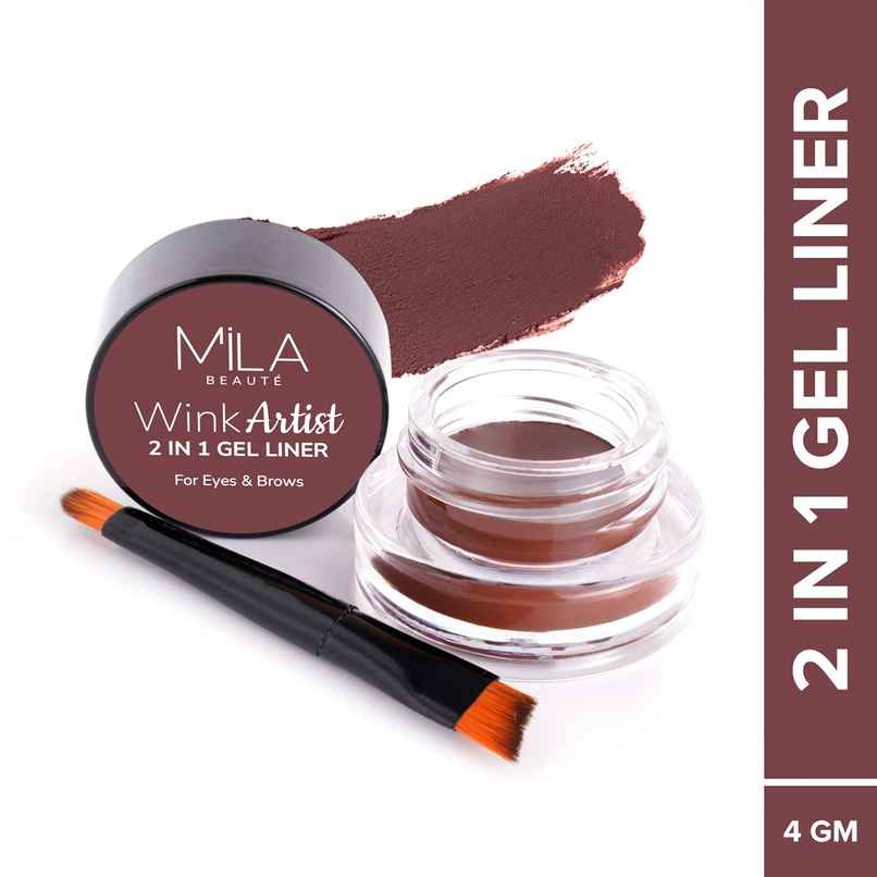 Mila Beaute Wink Artist 2 In 1 Gel Liner For Eyes & Brows Waterproof Upto 36Hours - Brown
