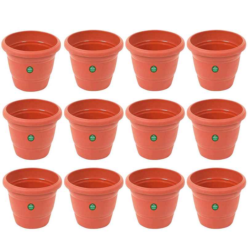 TrustBasket Plastic Round Pot 10 Inch | UV Treated Terracotta Planters for Use