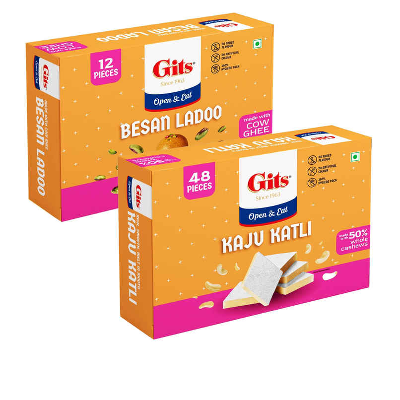 Gits Besan Laddoo (400g) & Gits Kaju Katli (500g) Combo