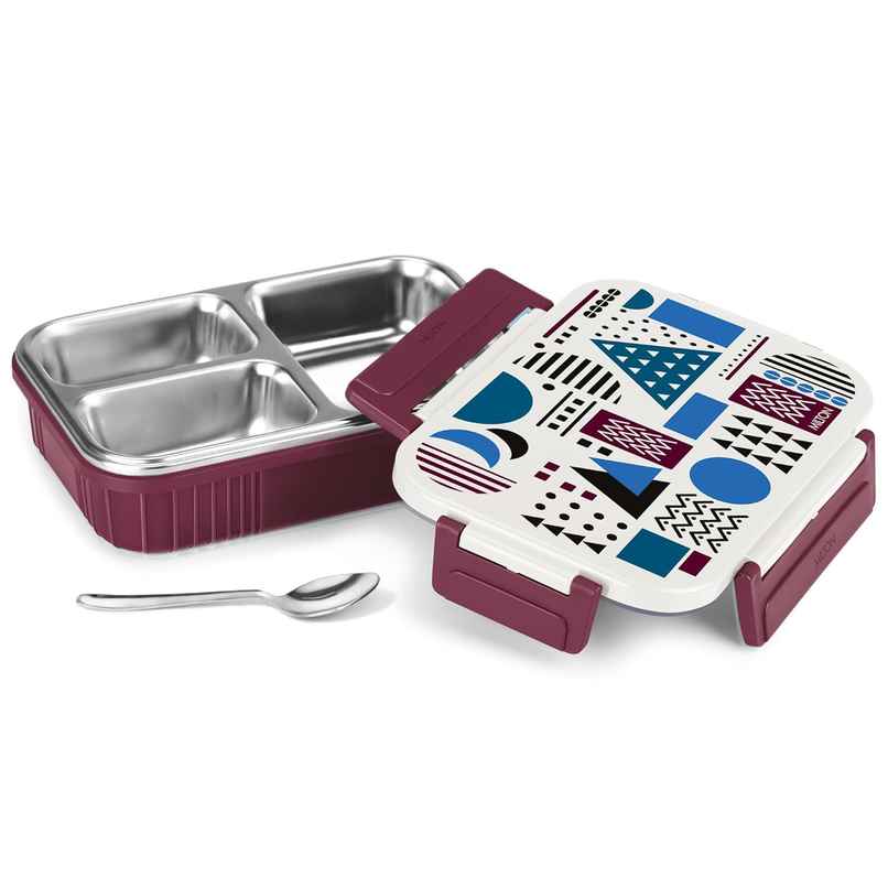 MiLiteron Fun Feast 3 Inner Stainless Steel Tiffin Box | 700 ml | Maroon MiLiteron Fun Feast 3 Inner Stainless Steel Tiffin Box | 700 ml | Maroon