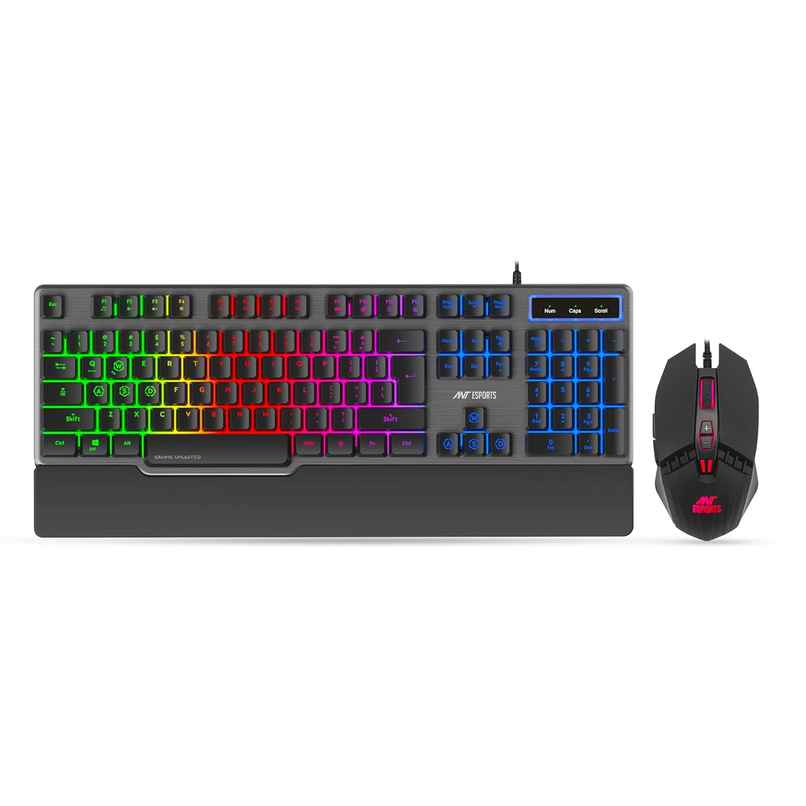 Ant Esports Km500 Pro Backlit Gaming Keyboard,Braided Cable And 3200 Dpi Optical Sensor