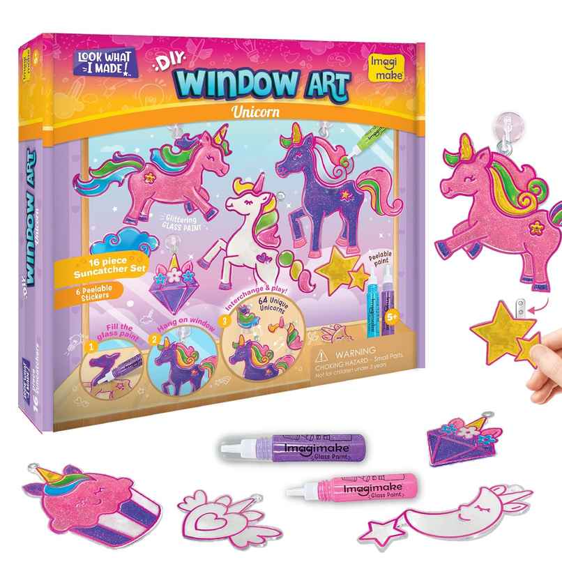 Imagimake DIY Window Art - Unicorn Glass Painting Kit | Art & Craft Toy Gift for Kids (5+ Years)