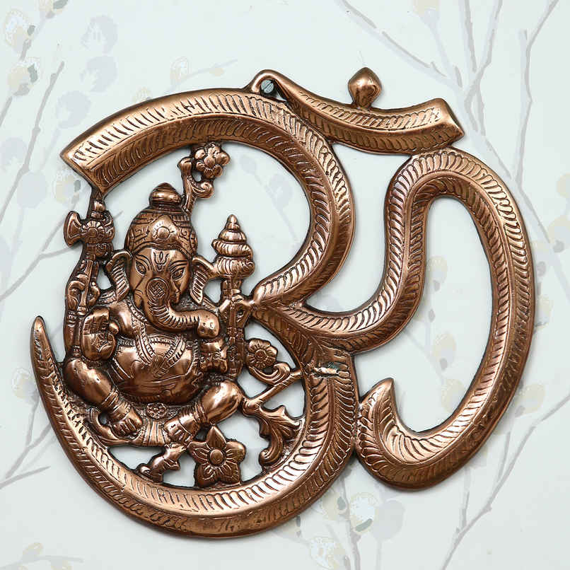 eCraftIndia Metal wall hanging of Lord Ganesha with Om eCraftIndia Metal wall hanging of Lord Ganesha with Om