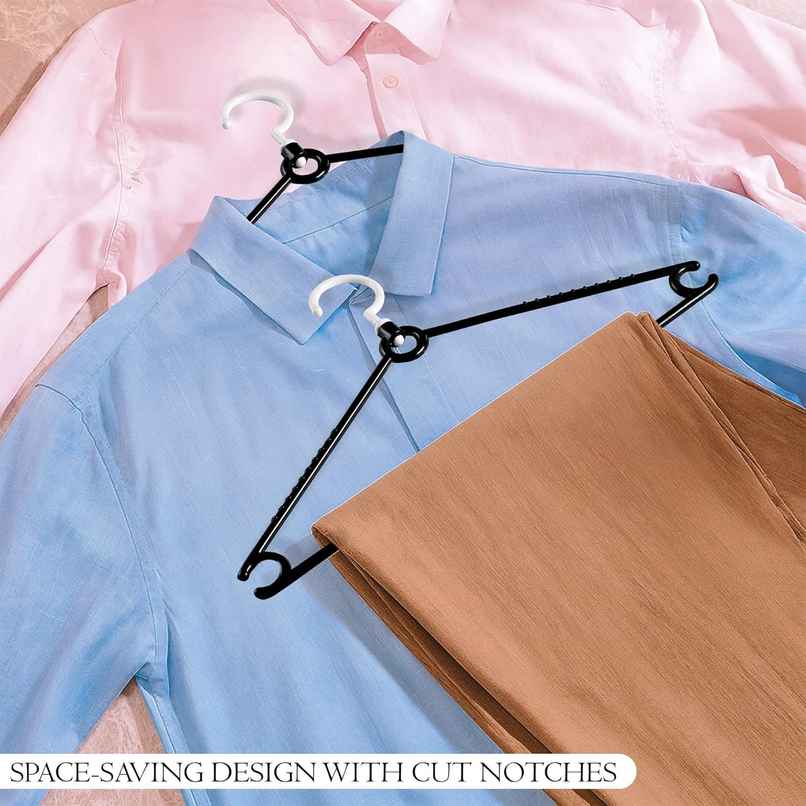 Kuber Industries Plastic Wardrobe Hangers | Non-Slip with Swivel Hook | Black