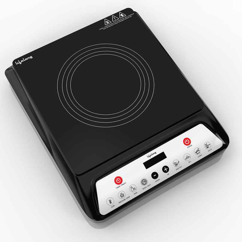 Lifelong LLIC101 1800 W Induction Cooktop With Surge Protection, 7 Preset Indian Menu Options, Auto Shut Off&Temperature Control with Voltage Protection - Black
