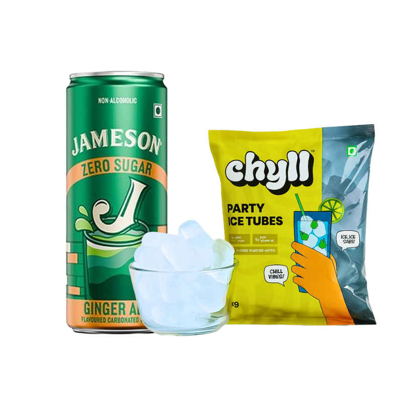 Chyll Party Ice Cubes (Tubes) | Assorted & Jameson Zero Sugar Ginger Ale Combo