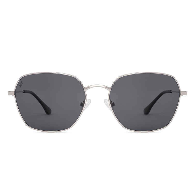 Vincent Chase by Lenskart Unisex Polarized Geometric Sunglasses | Medium | Silver & Grey