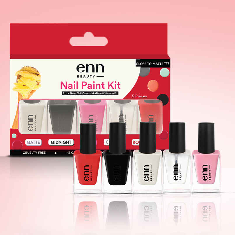 ENN Beauty Extra Shine Nail Paint Kit With Ghee - Glossy To Matte