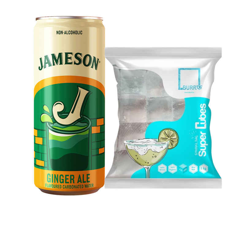 Burrf Super Cubes Ice Cubes (1kg) & Jameson Ginger Ale (250ml) Combo